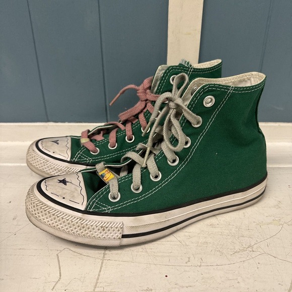 Converse All Star High Top Amazon Kelly Green Canvas Shoes Sz Mens 5 Women’s 7 - Picture 2 of 10